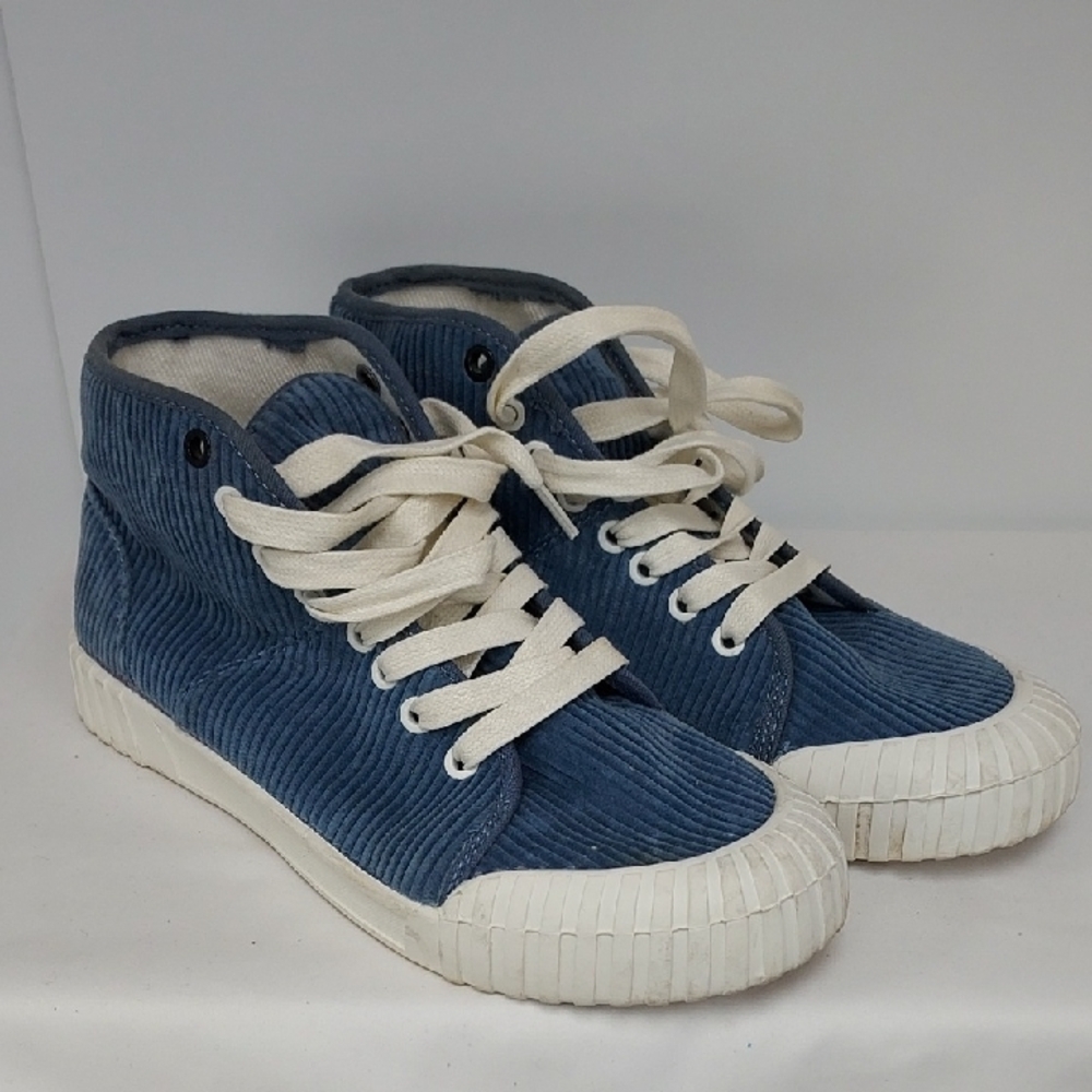 Good News Light Blue Organic Corduroy Hi Sneakers